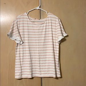 Striped tee with ruffled sleeves